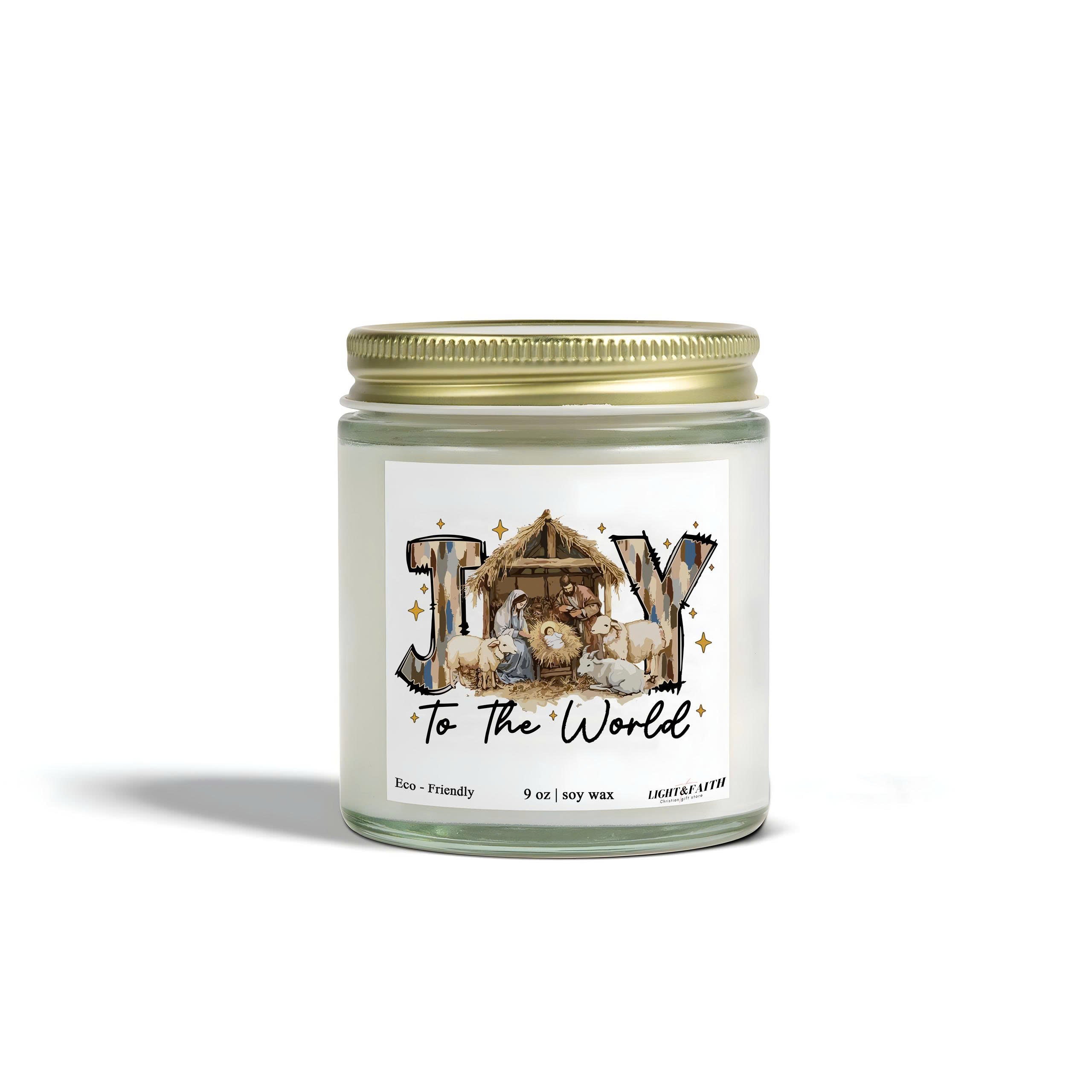 Joy to the World Christian Candle, Nativity Scene, Inspirational Christmas Gift, Holiday Candle for Spiritual Decor CDLAF26